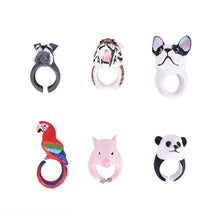 Trency Women 3D Animal Ring Hedgehog Ring Panda Dog Rings for Women Tiger Lizard Bear Parrot Funny Lady Animal Wedding Bend Ring J4U66