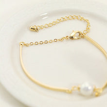 Trendy Jewelry Charm Gold Pearl Chain Bracelet Cuff Bangle For Women J4U66