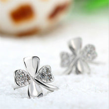 Trendy Lucky Clover Silver Plated Crystal Screw Back Earrings For Women Plant Earrings Style MS Earrings Jewelry J4U66