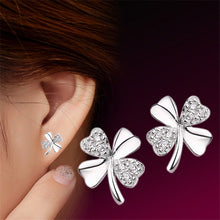 Trendy Lucky Clover Silver Plated Crystal Screw Back Earrings For Women Plant Earrings Style MS Earrings Jewelry J4U66