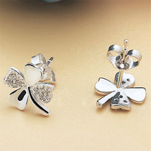 Trendy Lucky Clover Silver Plated Crystal Screw Back Earrings For Women Plant Earrings Style MS Earrings Jewelry J4U66