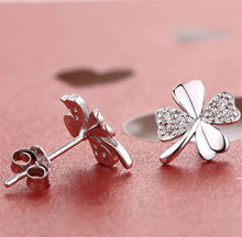Trendy Lucky Clover Silver Plated Crystal Screw Back Earrings For Women Plant Earrings Style MS Earrings Jewelry J4U66