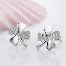 Trendy Lucky Clover Silver Plated Crystal Screw Back Earrings For Women Plant Earrings Style MS Earrings Jewelry J4U66