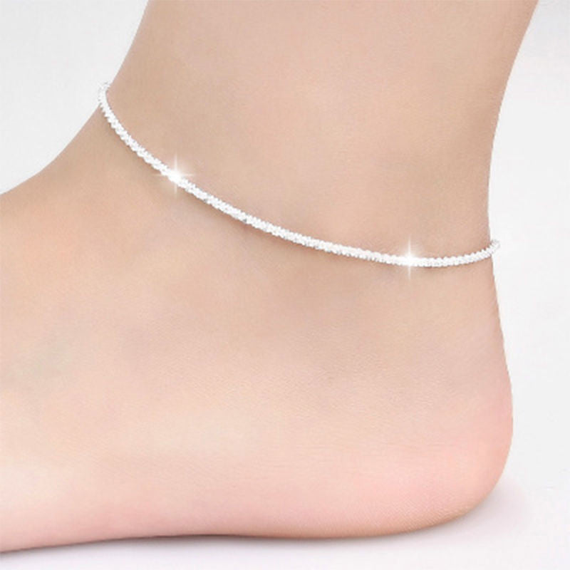 Trendy Silver Plated Hemp Rope Chain Bracelet Anklet Women Jewelry 21CM Silver Foot Jewelry For Women J4U66