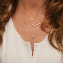 Trendy Women Jewelry Multilayer Long Chain Golden Tone Geometry Pendant Necklace J4U66