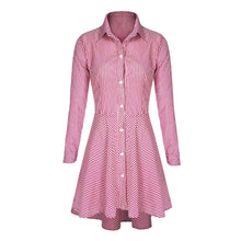 Trendy Lapel Button Down Casual Mini Dress T-shirt Top LY3 J4U66