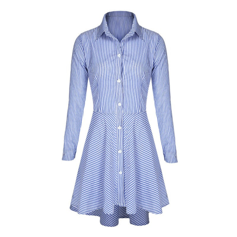 Trendy Lapel Button Down Casual Mini Dress T-shirt Top LY3 J4U66