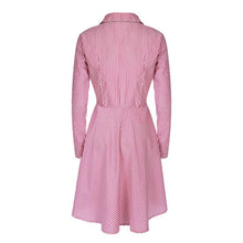 trendy women lapel button down casual mini dress t-shirts top m l J4U66
