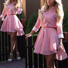 Trendy Lapel Button Down Casual Mini Dress T-shirt Top LY3 J4U66
