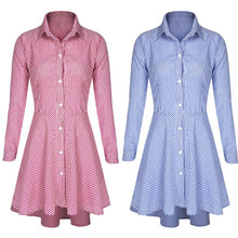 Trendy Lapel Button Down Casual Mini Dress T-shirt Top LY3 J4U66