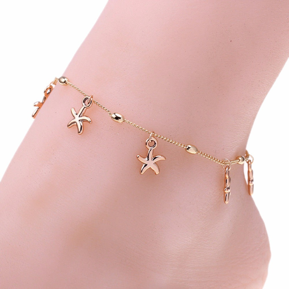 Trendy Women Starfish Anklet Foot Chain Sea Star Ankle Barefoot Beach Bracelet J4U66