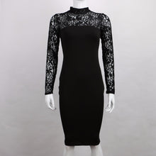 Turtleneck Long Sleeve Lace Party Dresidi Sexy Club Bandage Bodycon Dress Elastic Work Pencil Dresses J4U66