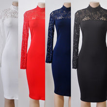 Turtleneck Long Sleeve Lace Party Dresidi Sexy Club Bandage Bodycon Dress Elastic Work Pencil Dresses J4U66