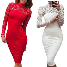 Turtleneck Long Sleeve Lace Party Dresidi Sexy Club Bandage Bodycon Dress Elastic Work Pencil Dresses J4U66