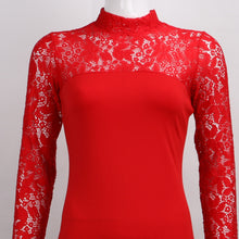turtleneck long sleeve lace party dress midi sexy club bandage bodycon dress women elastic work pencil dresses J4U66