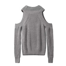 Turtleneck off shoulder knitted sweater women tricot pullover jumpers Pull femal oversized capes J4U66