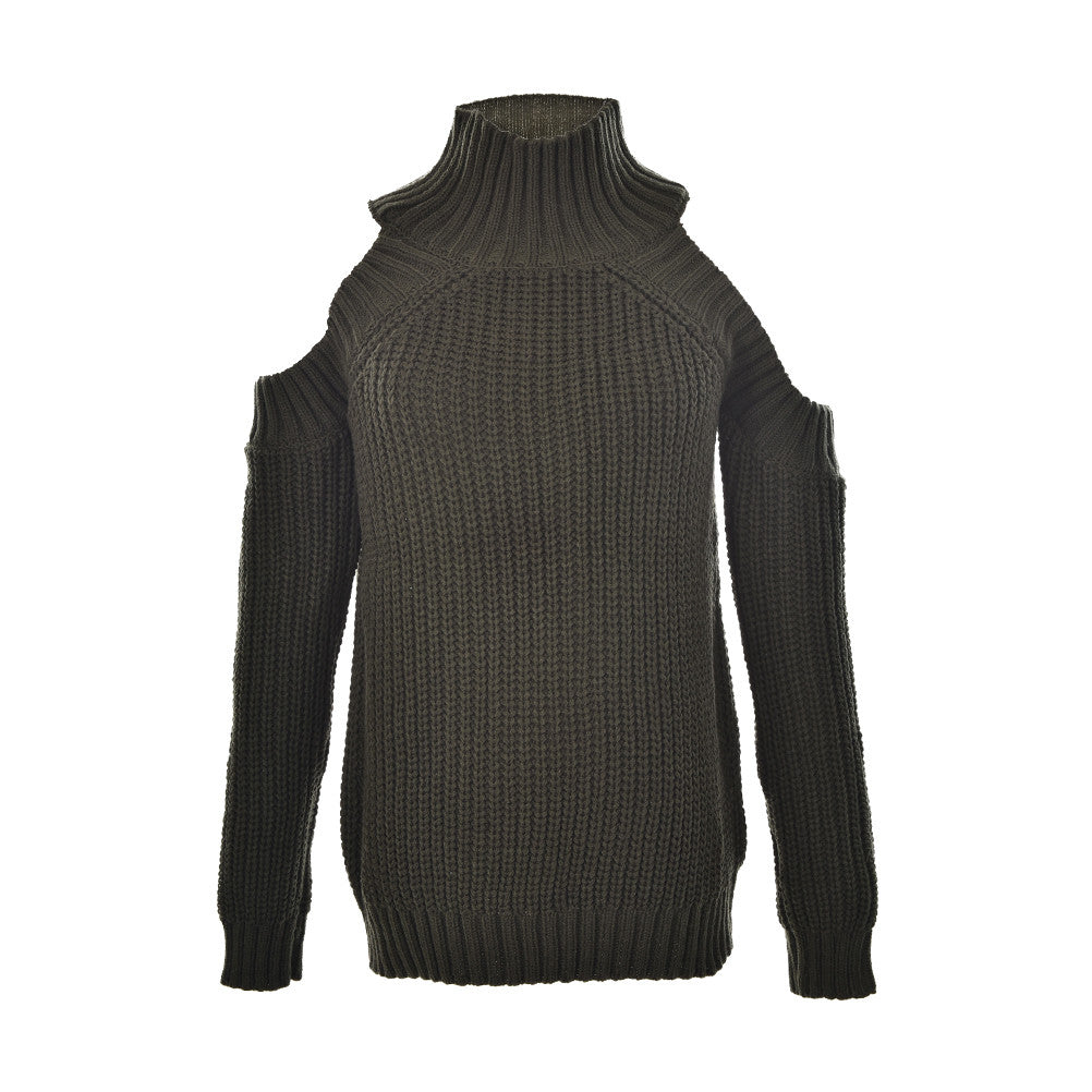 Turtleneck off shoulder knitted sweater women tricot pullover jumpers Pull femal oversized capes J4U66