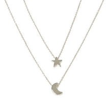Two Layered Women Necklaces Chain Gold Silver Moon Star Pendent Women Statement Simple Moon Necklace J4U66