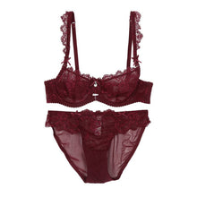 Underwear Women Bra and Panty Set Black Mesh Ultra-thin Plus Size Sexy Lingerie Transparent Lace Bra Set Push Up Brassiere J4U66