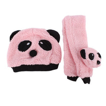 Unisex 1-3Y Baby Girls Boys Hats Neckerchief+Beanie Hat and Scarf Set Cartoon Panda Cap New J4U66