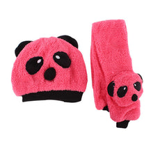 Unisex 1-3Y Baby Girls Boys Hats Neckerchief+Beanie Hat and Scarf Set Cartoon Panda Cap New J4U66