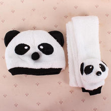 Unisex 1-3Y Baby Girls Boys Hats Neckerchief+Beanie Hat and Scarf Set Cartoon Panda Cap New J4U66