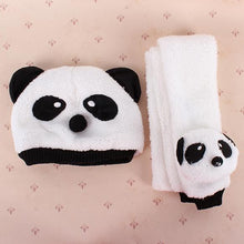 Unisex 1-3Y Baby Girls Boys Hats Neckerchief+Beanie Hat and Scarf Set Cartoon Panda Cap New J4U66