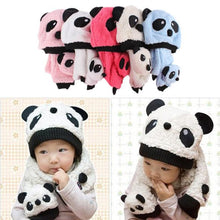 Unisex 1-3Y Baby Girls Boys Hats Neckerchief+Beanie Hat and Scarf Set Cartoon Panda Cap New J4U66