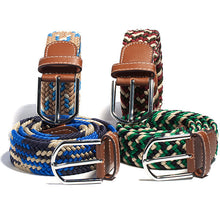 unisex canvas woven leather pin webbing metal buckle elastic waist belt men women waistband J4U66