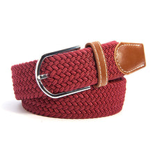 unisex canvas woven leather pin webbing metal buckle elastic waist belt men women waistband J4U66