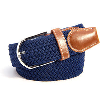 Unisex Canvas Woven Leather Pin Webbing Metal Buckle Elastic Waist Belt Men Waistband J4U66