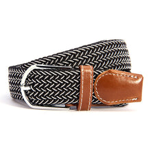 Unisex Canvas Woven Leather Pin Webbing Metal Buckle Elastic Waist Belt Men Waistband J4U66