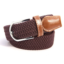 unisex canvas woven leather pin webbing metal buckle elastic waist belt men women waistband J4U66