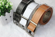 Faux Leather Waist Belts Edge Sewing Thread Buckle Belt Men Women Black White Accessories J4U66