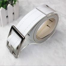 Faux Leather Waist Belts Edge Sewing Thread Buckle Belt Men Women Black White Accessories J4U66
