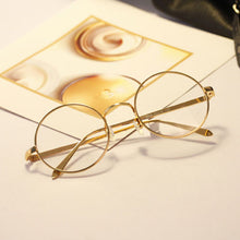 unisex women men  retro metal frame round glasses clear lens nerd eyewear J4U66