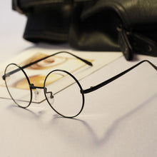 unisex women men  retro metal frame round glasses clear lens nerd eyewear J4U66