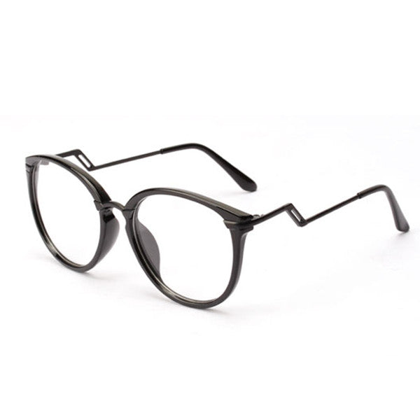 Unisex Women Men Retro Round Nerd Glasses Curving Earstems Semi Metal Frame Spectacles Oculos Feminino J4U66