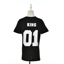 Valentine Shirts Woman Cotton King Queen 01 Funny Letter Print Couples Leisure T-shirt Man Tshirt Short Sleeve O neck T-shirt J4U66