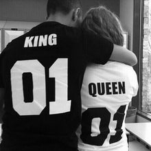 Valentine Shirts Woman Cotton King Queen 01 Funny Letter Print Couples Leisure T-shirt Man Tshirt Short Sleeve O neck T-shirt J4U66