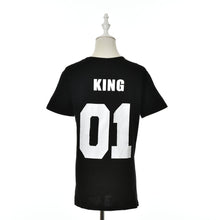 Valentine Shirts Woman Cotton King Queen 01 Funny Letter Print Couples Leisure T-shirt Man Tshirt Short Sleeve O neck T-shirt J4U66