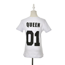 Valentine Shirts Woman Cotton King Queen 01 Funny Letter Print Couples Leisure T-shirt Man Tshirt Short Sleeve O neck T-shirt J4U66