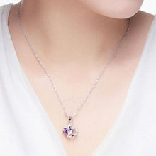 Valentine's Day Gift Silver Plated Pendant Crystal Heart Necklace Charming Precious Heart Necklace of Lovers J4U66