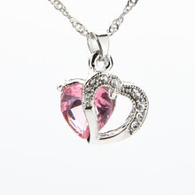 Valentine's Day Gift Silver Plated Pendant Crystal Heart Necklace Charming Precious Heart Necklace of Lovers J4U66