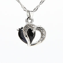 Valentine's Day Gift Silver Plated Pendant Crystal Heart Necklace Charming Precious Heart Necklace of Lovers J4U66