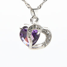 Valentine's Day Gift Silver Plated Pendant Crystal Heart Necklace Charming Precious Heart Necklace of Lovers J4U66