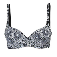 Valentine's Day Sexy Bras Women Party Punk Goth Chrysanthemum Silver Studded Bra Sexy Bras for women J4U66