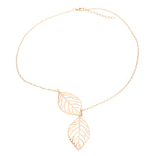 valentines gift simple hollow double leaf pendant necklace bohemian necklaces for women girls vintage jewelry J4U66
