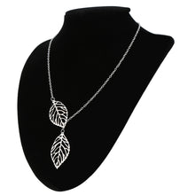 valentines gift simple hollow double leaf pendant necklace bohemian necklaces for women girls vintage jewelry J4U66