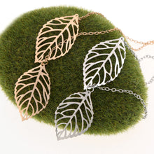 valentines gift simple hollow double leaf pendant necklace bohemian necklaces for women girls vintage jewelry J4U66